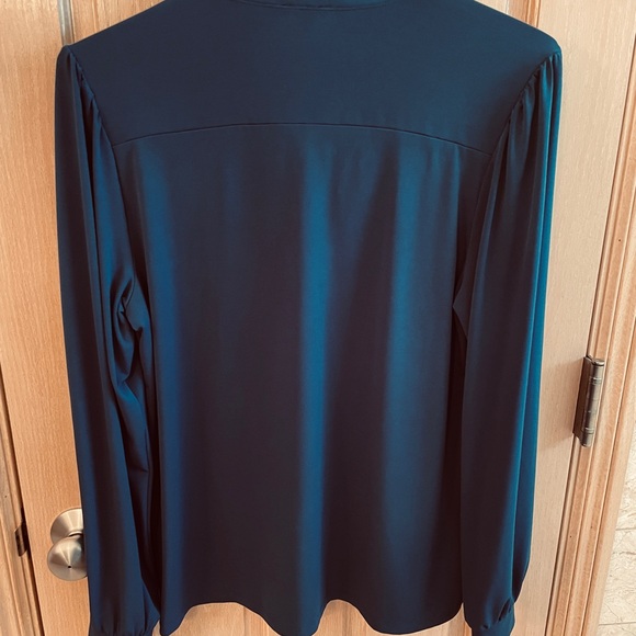 Ann Taylor Teal Bow-Tie Long-Sleeve Blouse - Picture 7 of 10